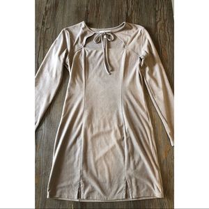 Tan suede mini dress